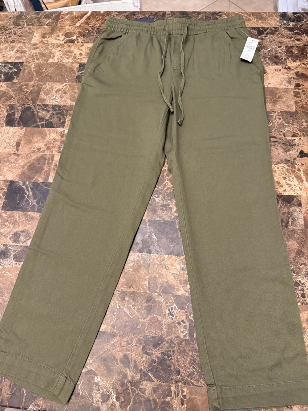GAP Olive Green Straight-Leg Drawstring Pants